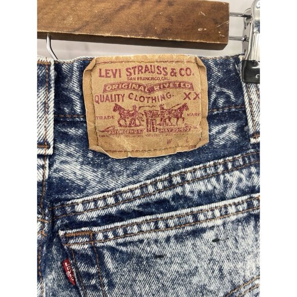 Vintage Levi’s 1980’s Acid Wash Button Fly High Rise Tapered‎ Denim Jeans Size 7 - Picture 4 of 10